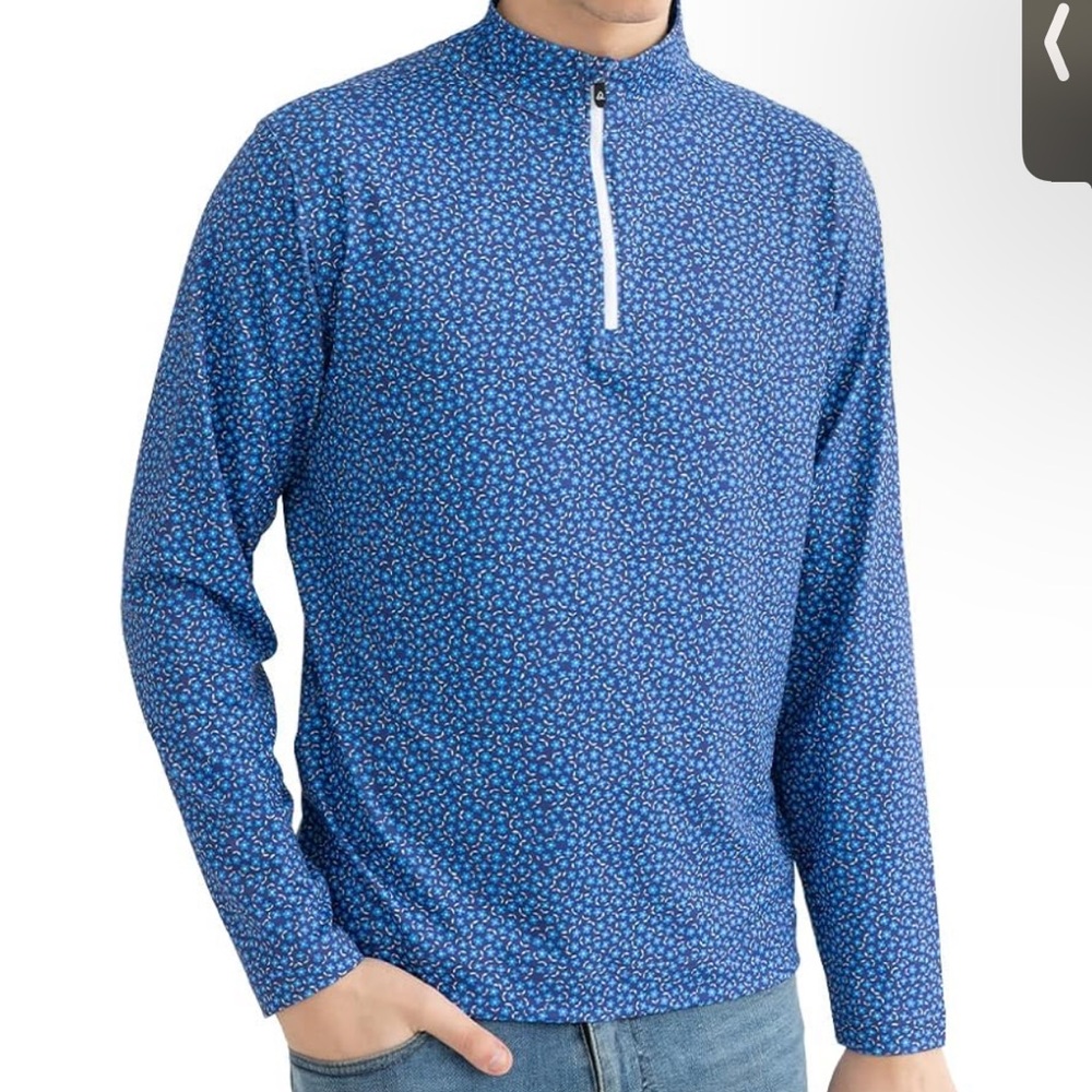 Golf Floral Quarterzip Dry Fit Pullover Moisture Wicking Performance